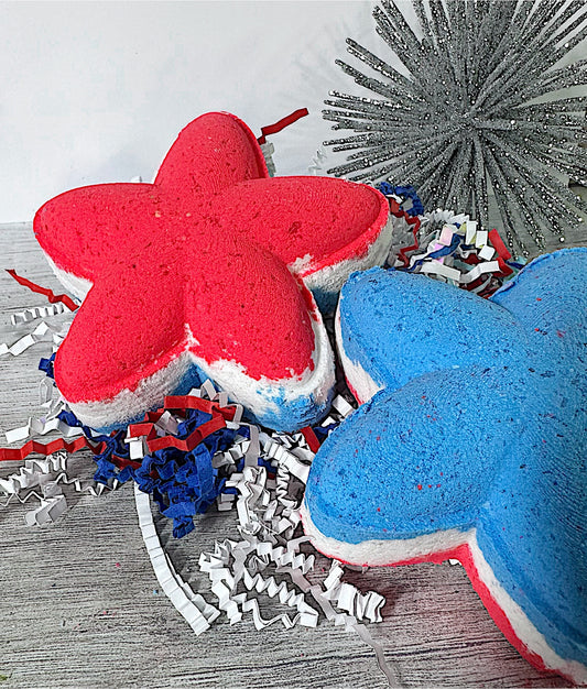 Red White and Blue Star Bath Bomb Summer Rocket Pop Scented
