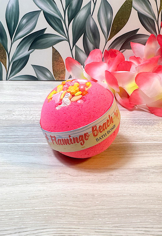 Pink Flamingo Beach Round Bath Bomb