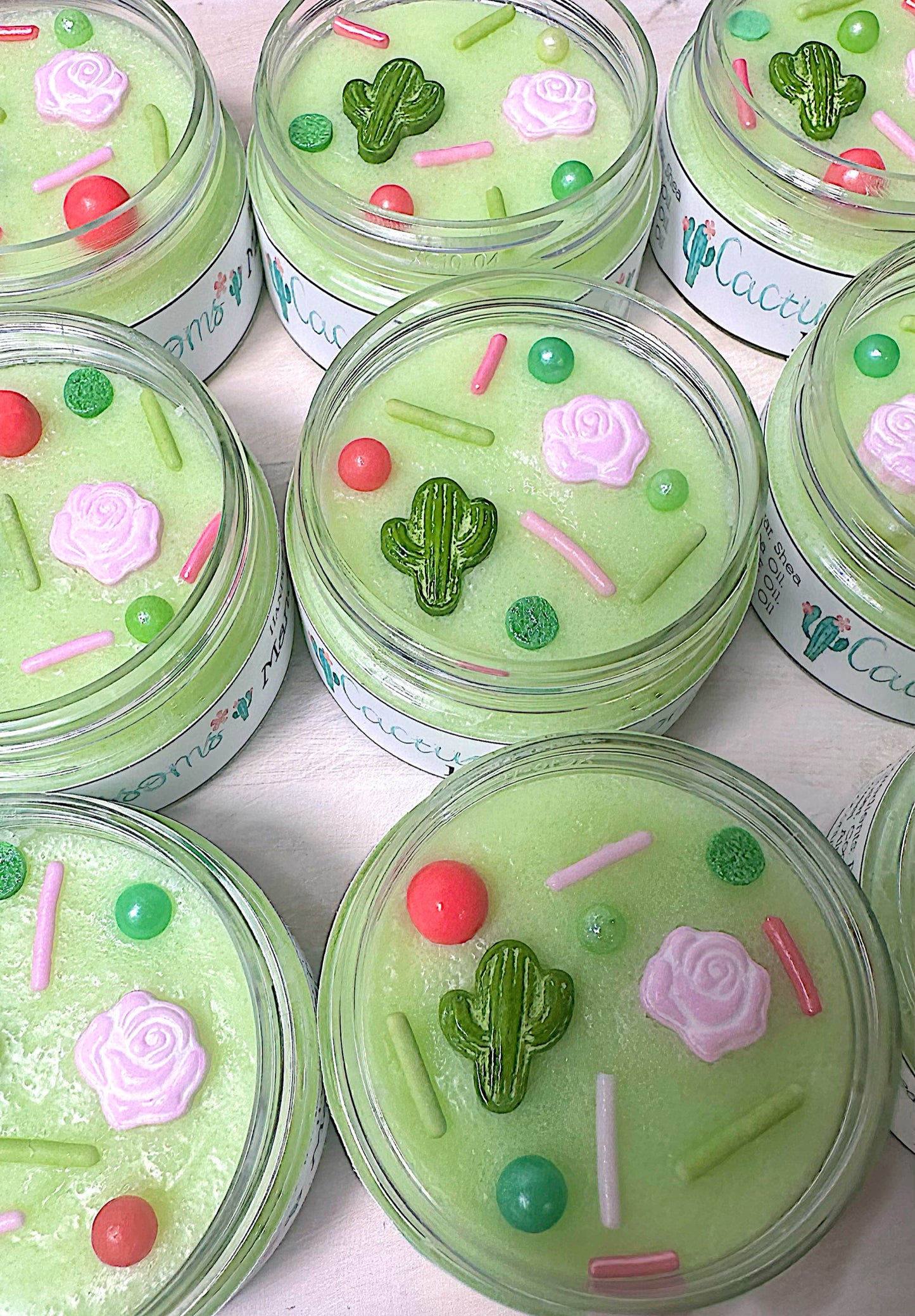 Green Pink Cactus Lip Scrub with Shea Butter
