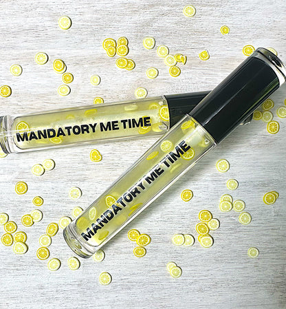 Cute Lemonade Lip Gloss with lemon polymers pieces 