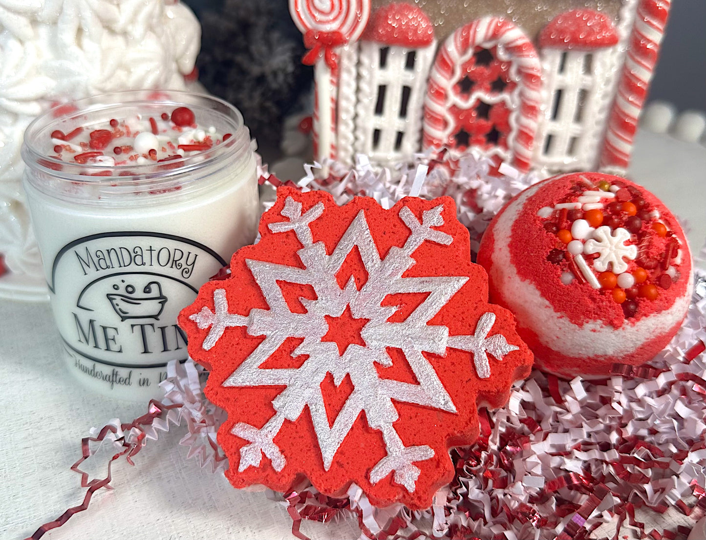 Peppermint Snowflake Shaped Bath Bomb